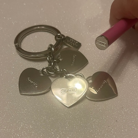 Coach Heart Charm Keychain and Pink Coach Pen Set - Picture 3 of 5